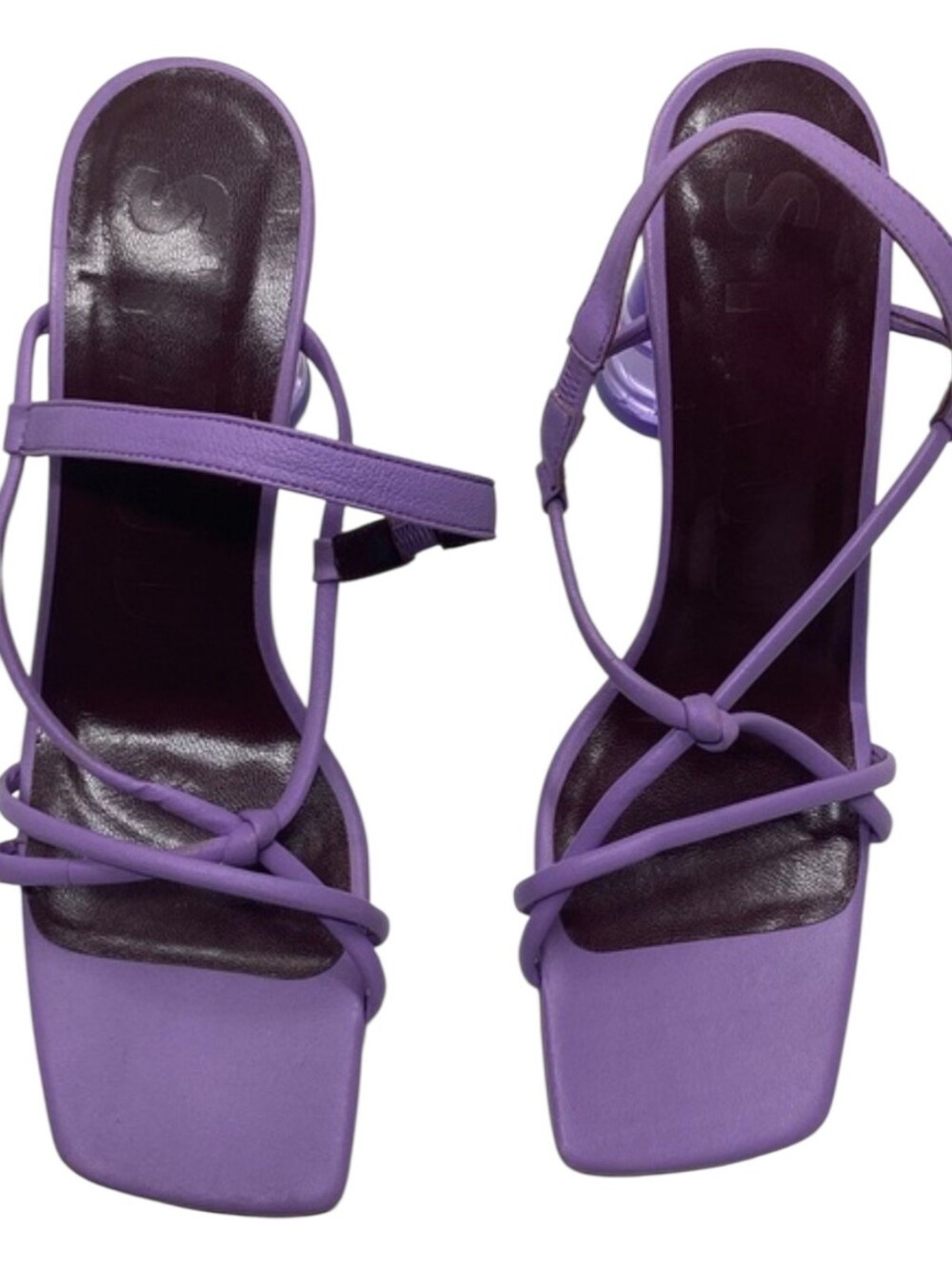 Staud Leane Lilac Leather Sling Back Acryclic Heel Size EU 40
